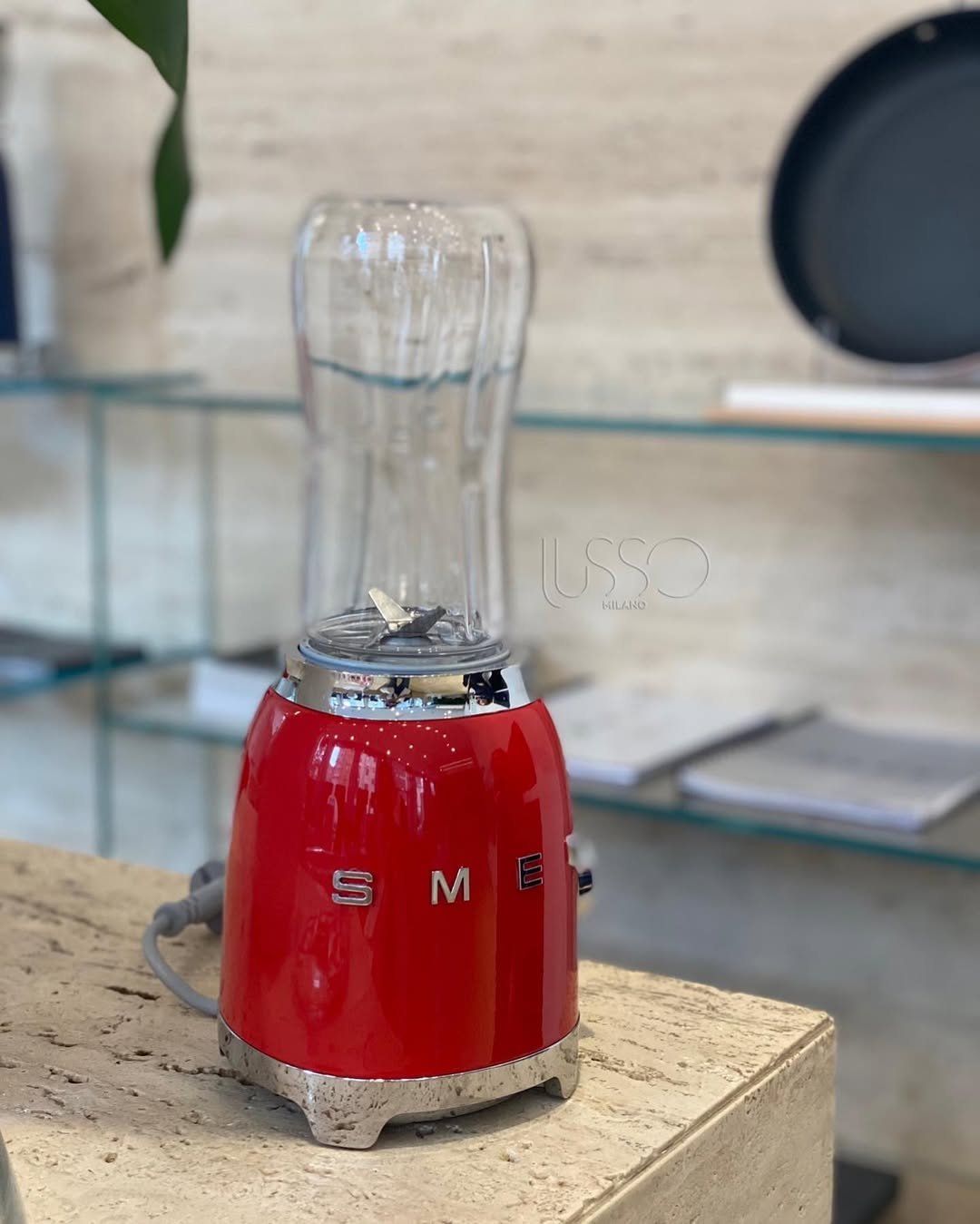 Red Smeg Glossy Mini Blender 50's Style