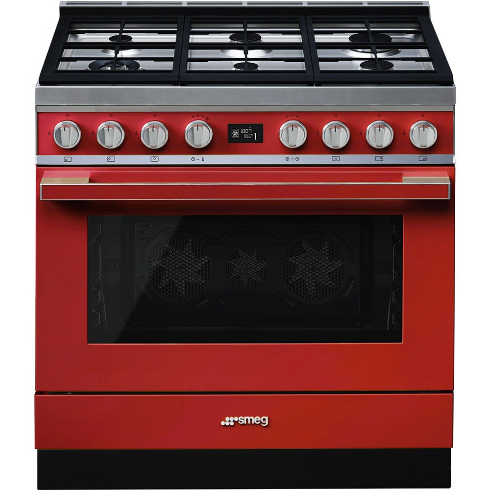 Smeg CPF9GPR Portofino 90cm Gas Cooker Red